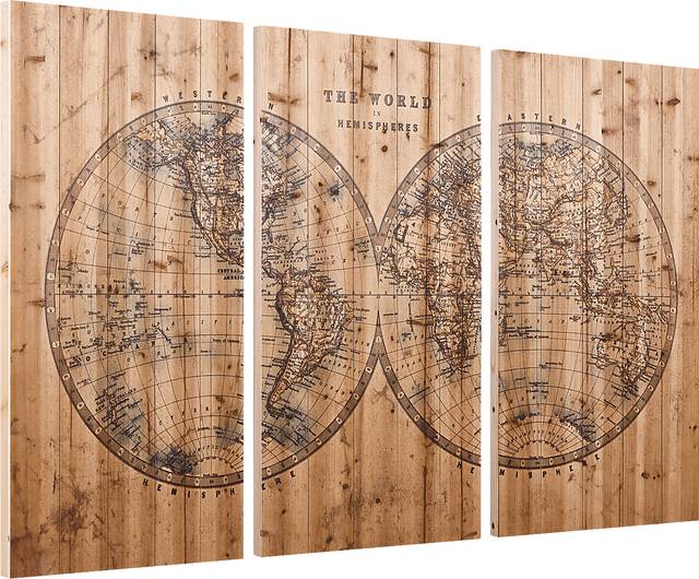 Aged World Map Set of 3 Artwork - Thumbnail - Image 2