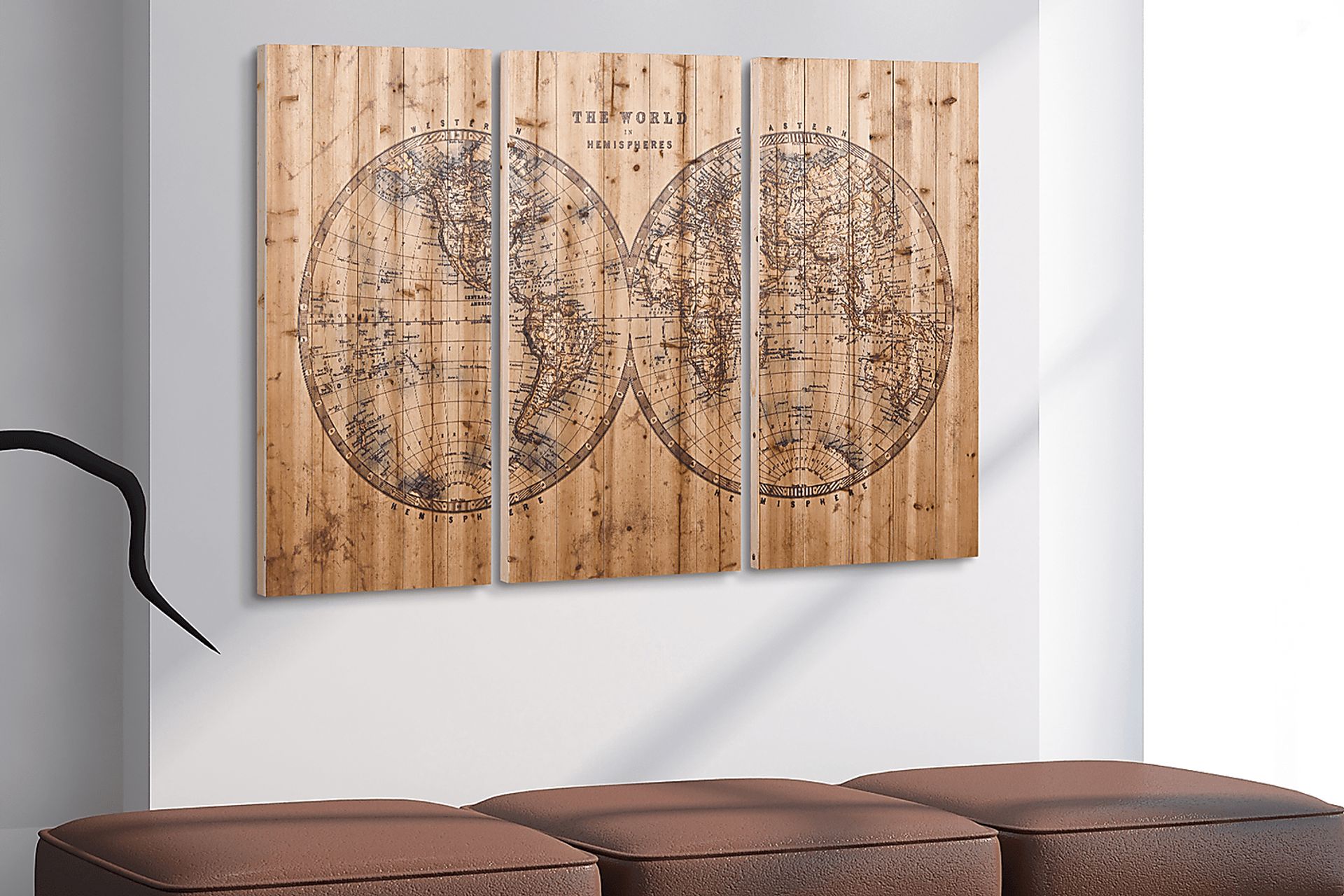 Aged World Map Set of 3 Artwork - Image 5