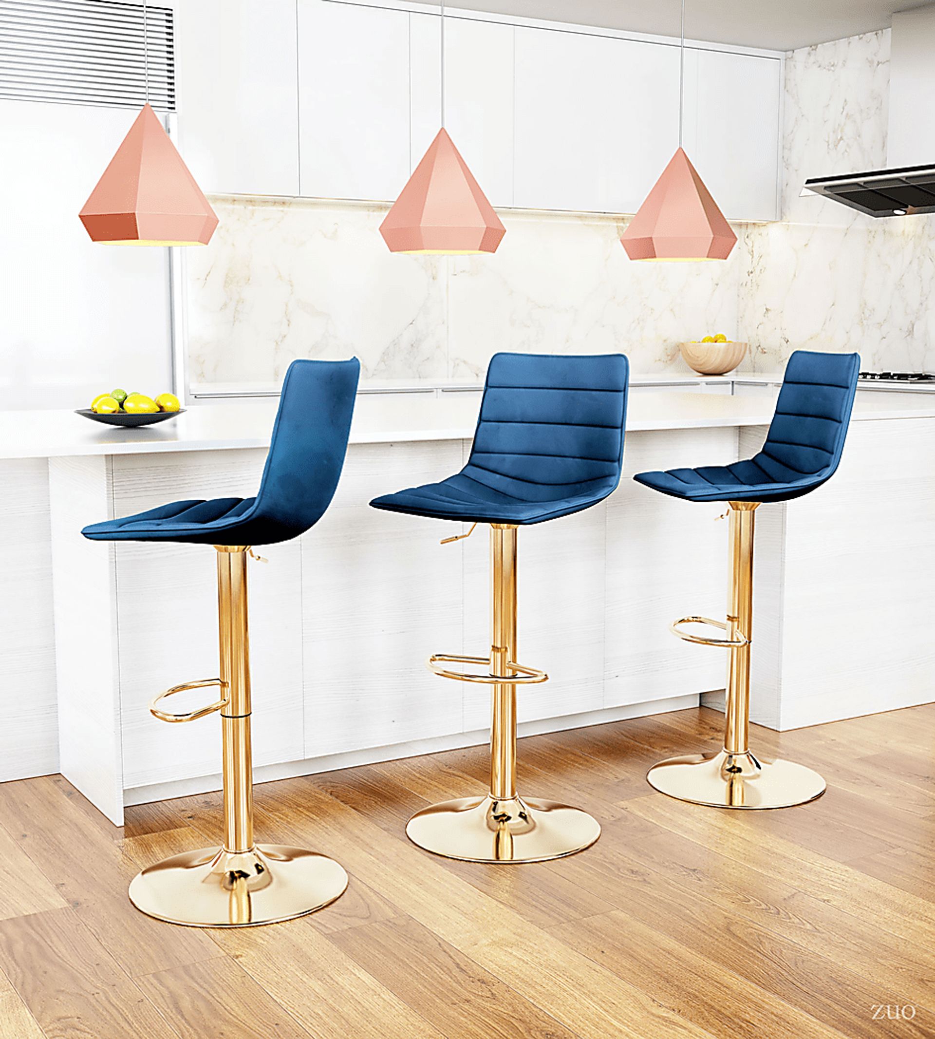 Agrona Dark Blue Adjustable Barstool - Image 6