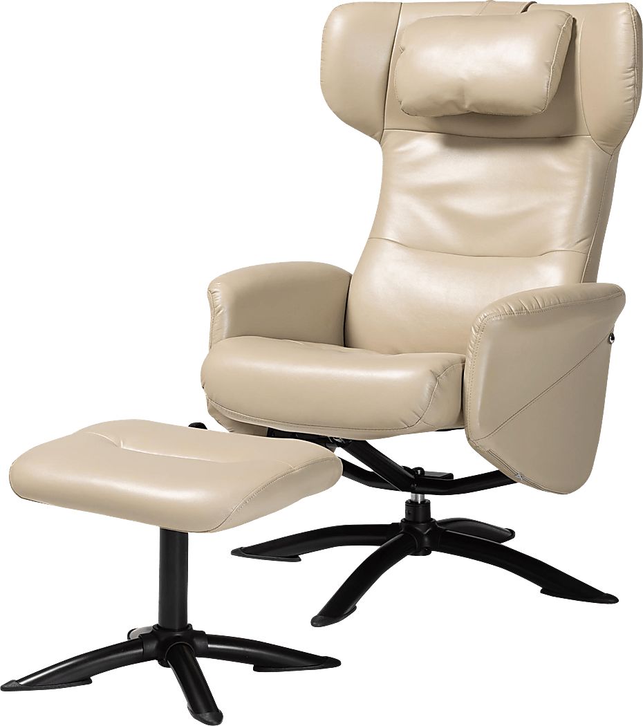 Aguilay Beige Accent Chair and Ottoman