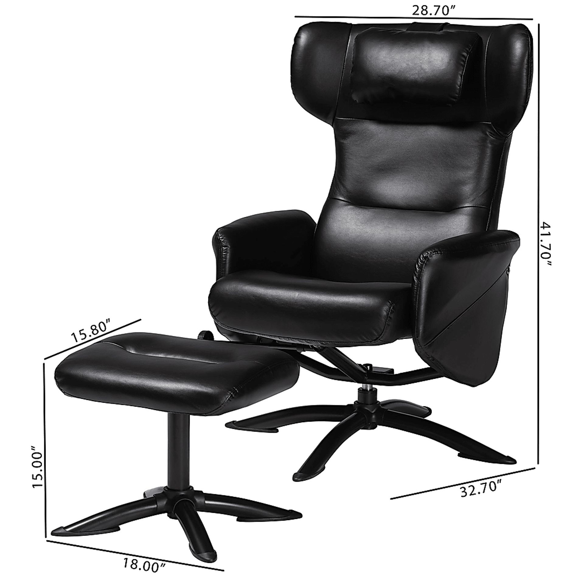 Aguilay Black Accent Chair and Ottoman - Image 5