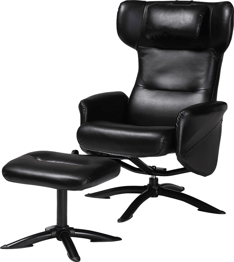 Aguilay Black Accent Chair and Ottoman