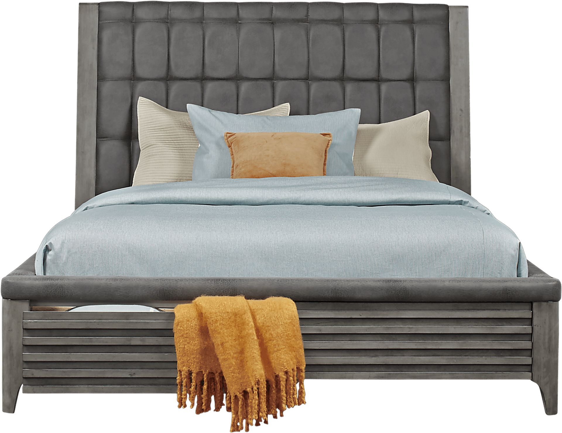 Aguilita Gray 3 Pc Queen Panel Bed with Storage - Image 2