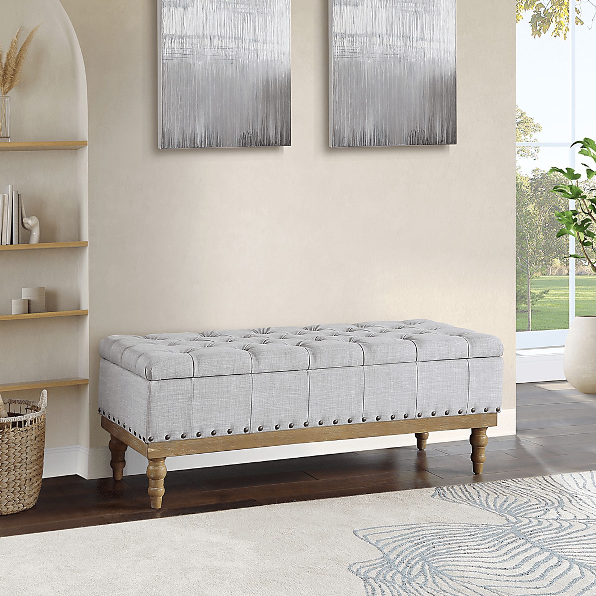 Aibell Gray Storage Bench - Image 2