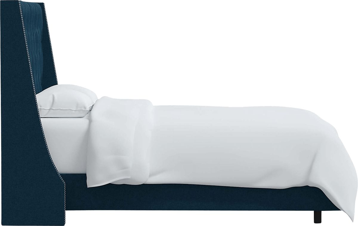 Aidyl Blue Linen,Polyester Fabric King Bed | Rooms to Go