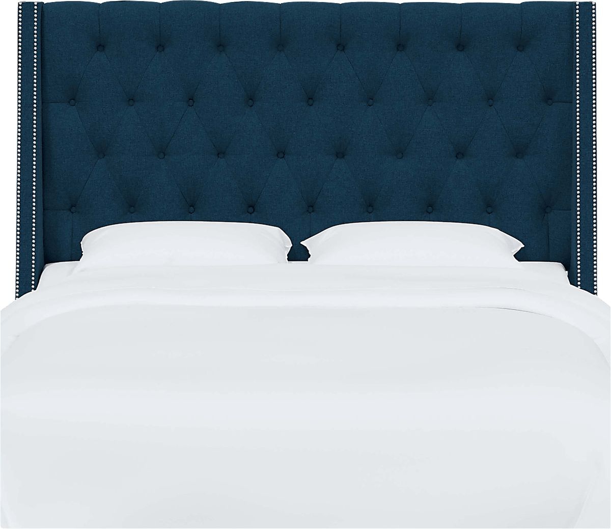 Aidyl Blue Linen,Polyester Fabric King Headboard Rooms to Go