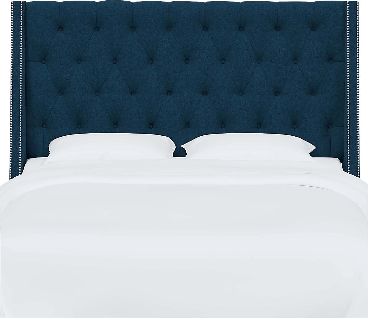 Aidyl Blue Linen,Polyester Fabric Queen Headboard Rooms to Go