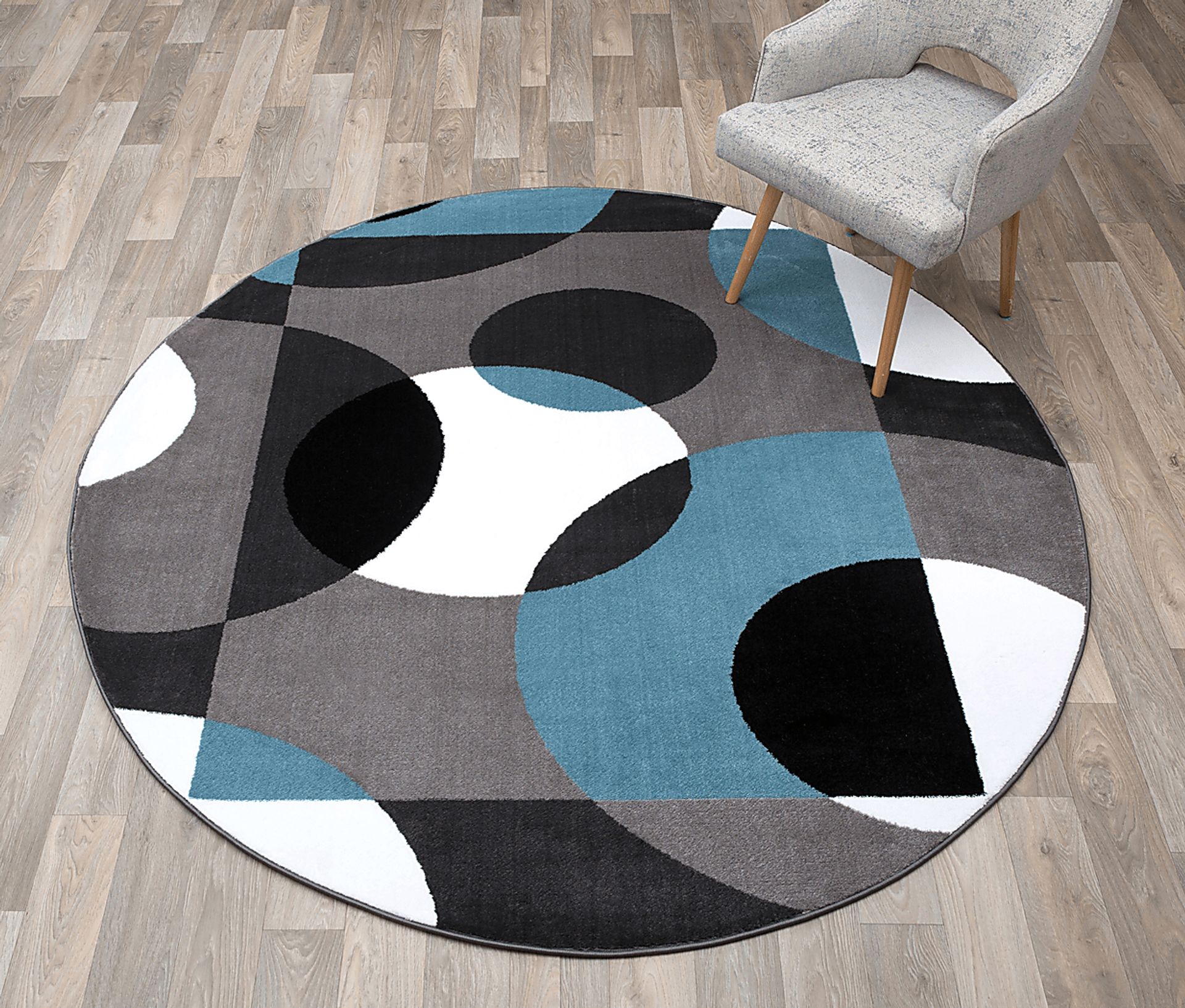 Ailana Blue 6'6 Round Rug - Image 3