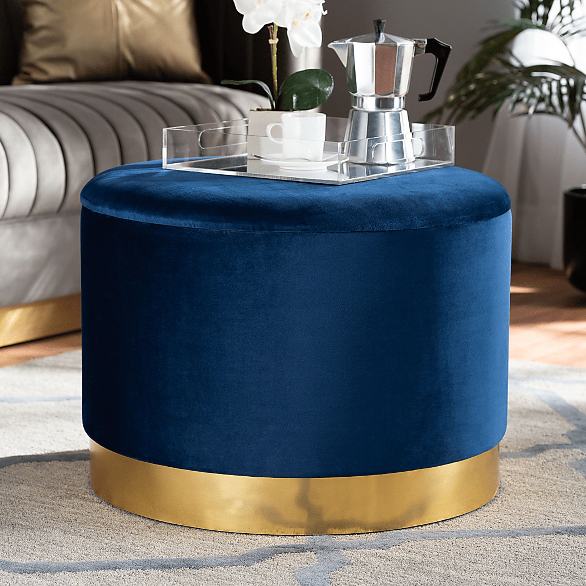 Ailanthus Navy Blue Ottoman - Image 5