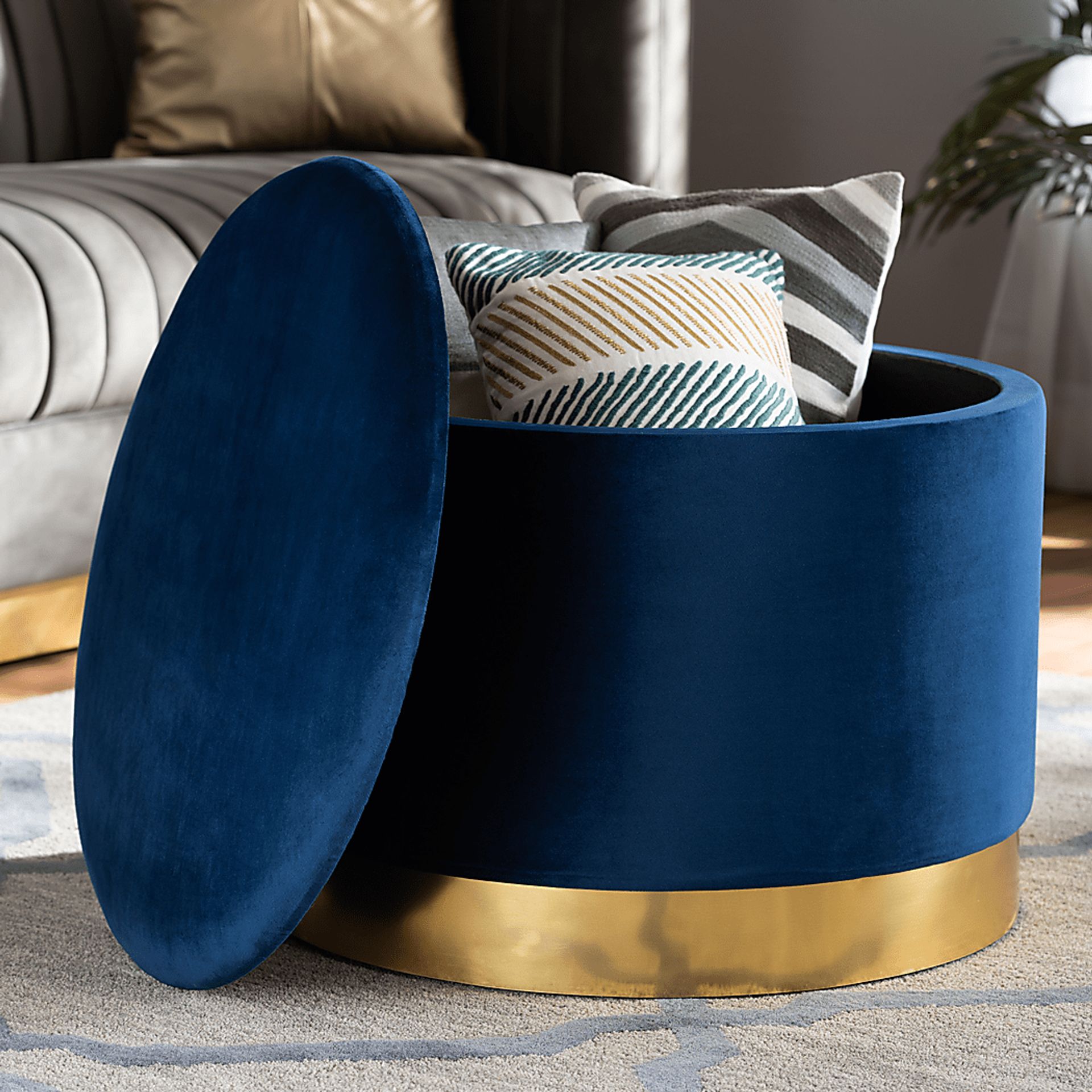 Ailanthus Navy Blue Ottoman - Image 6