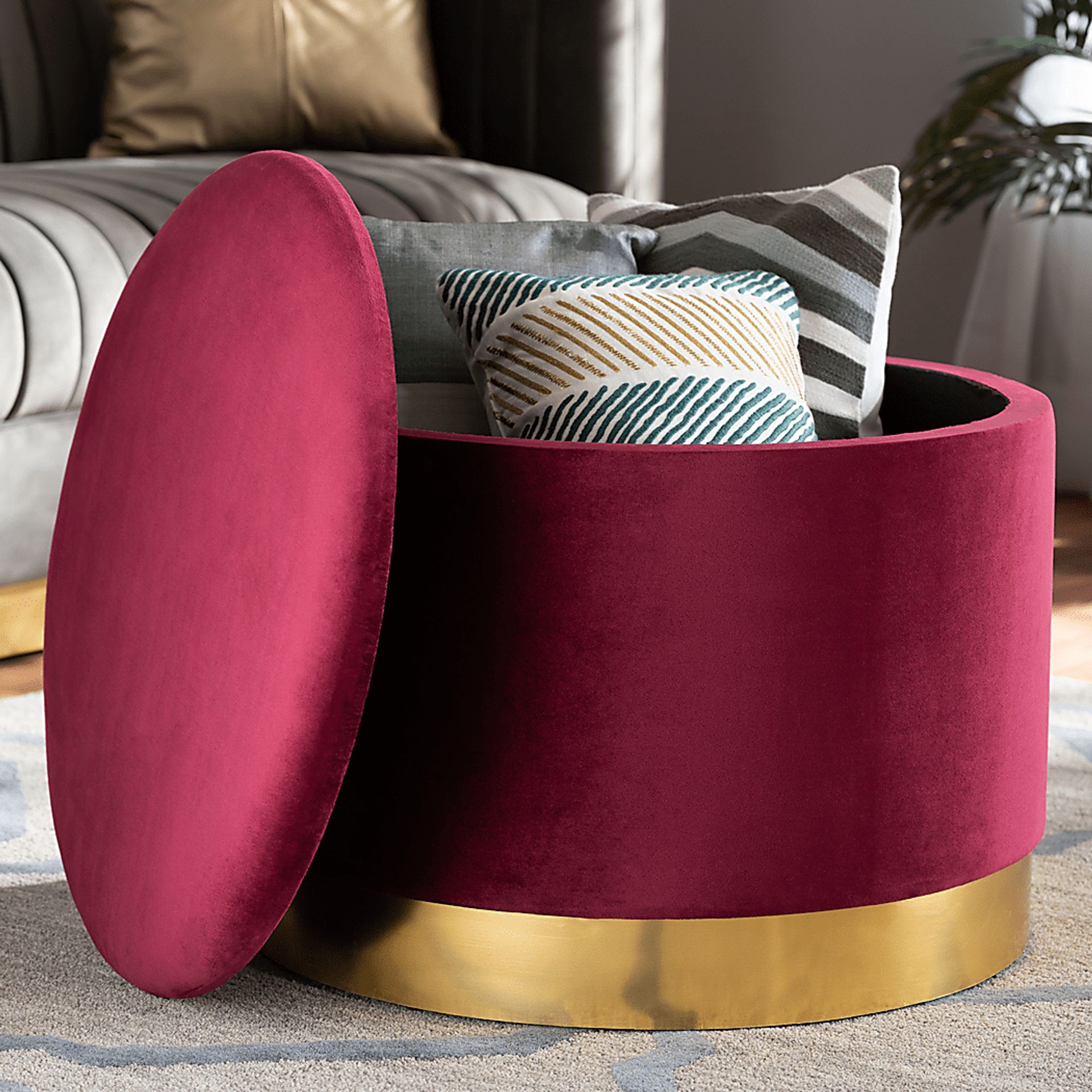 Ailanthus Red Ottoman - Image 6