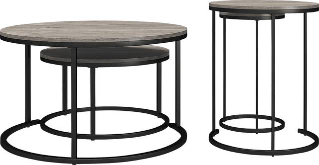 Ailbem Gray Nesting Cocktail Table & End Table, Set of 4 - Thumbnail - Image 3
