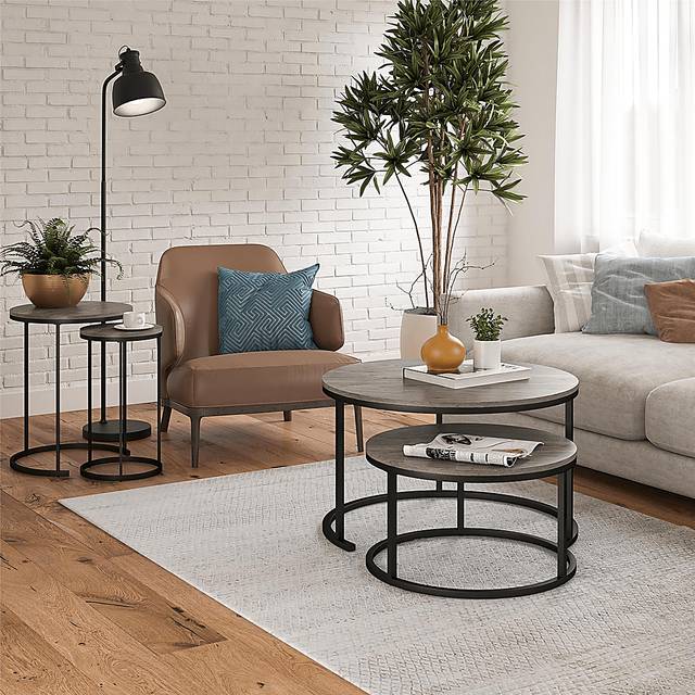 Ailbem Gray Nesting Cocktail Table & End Table, Set of 4 - Thumbnail - Image 4
