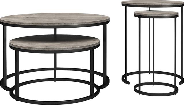 Ailbem Gray Nesting Cocktail Table & End Table, Set of 4 - Thumbnail - Image 1
