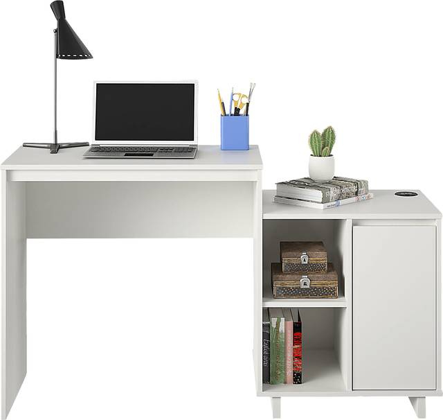 Ailbern White Desk with Cabinet - Thumbnail - Image 5