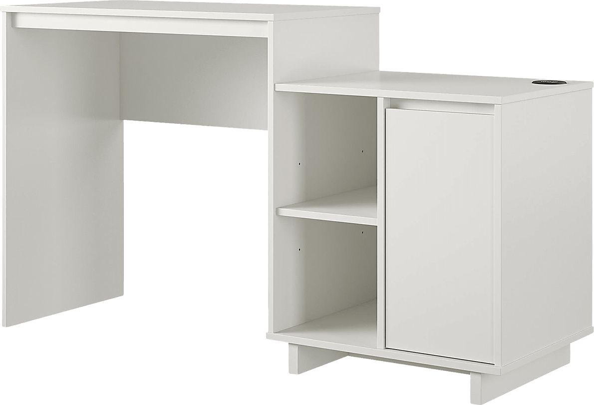 Ailbern White Desk with Cabinet