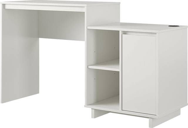 Ailbern White Desk with Cabinet - Thumbnail - Image 1