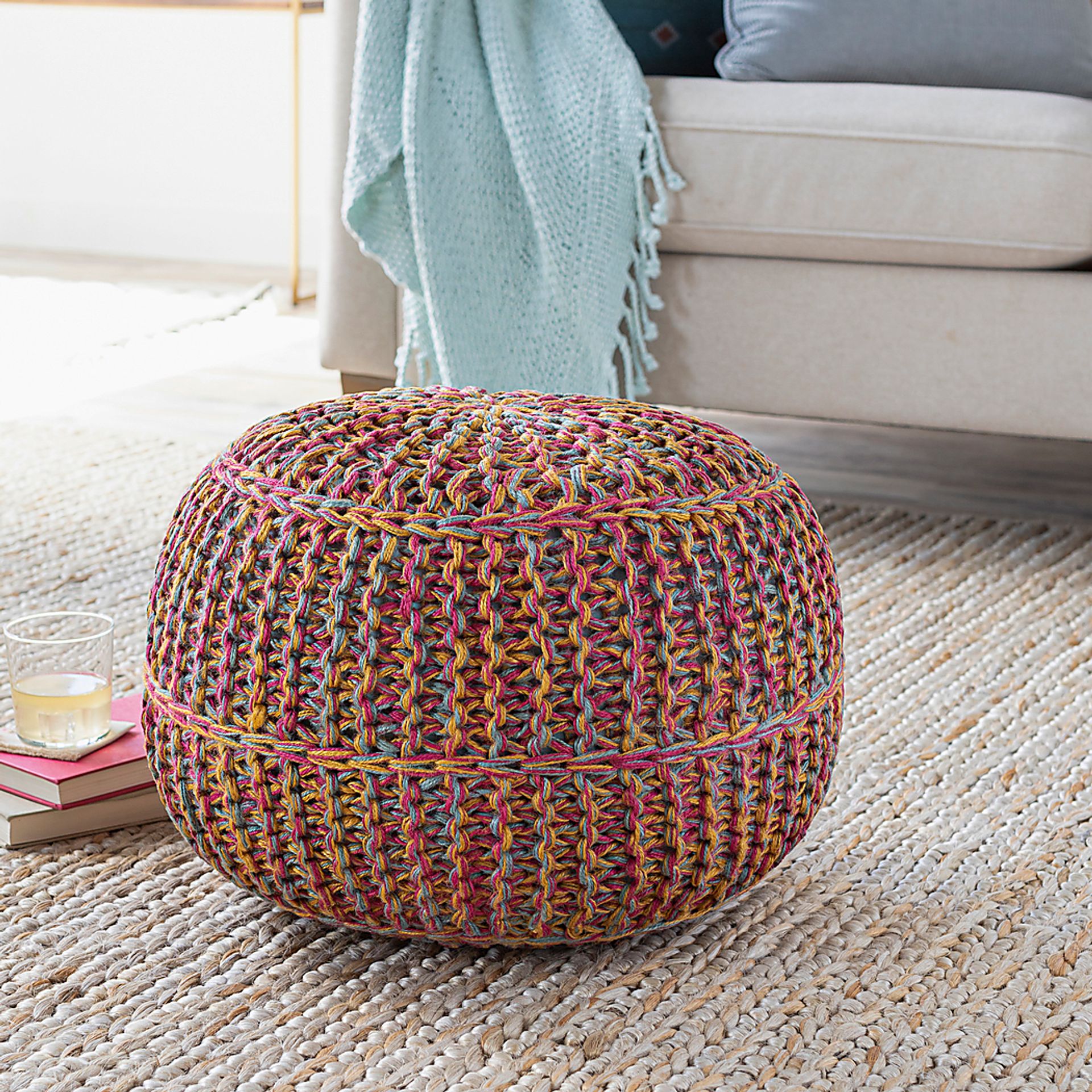 Airdrie Pink Ottoman - Image 2