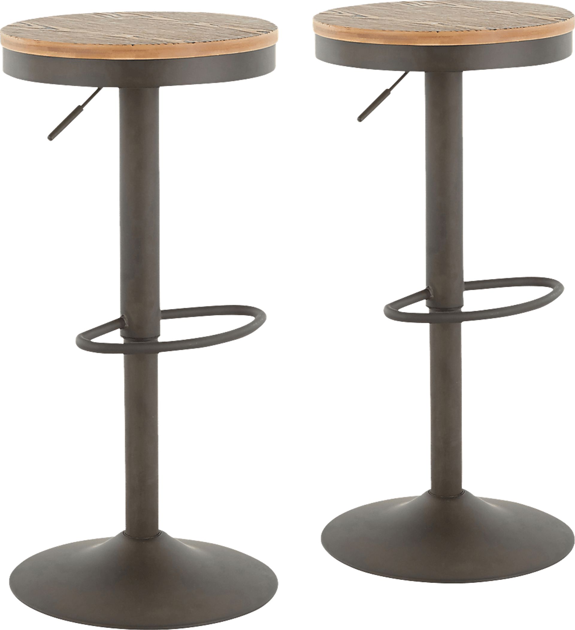 Airwood Brown Adjustable Barstool, Set of 2 - Image 1