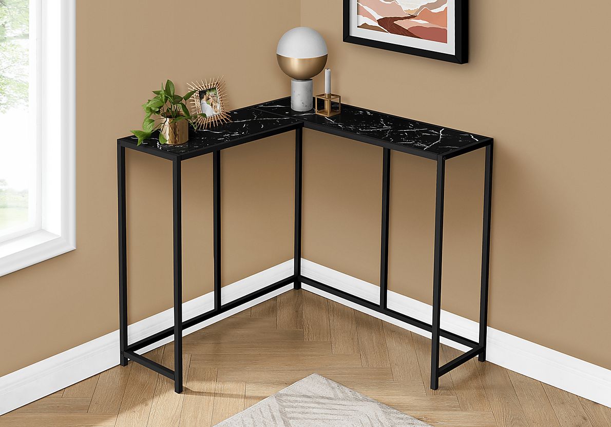 Aisquith Black Marble Sofa Table