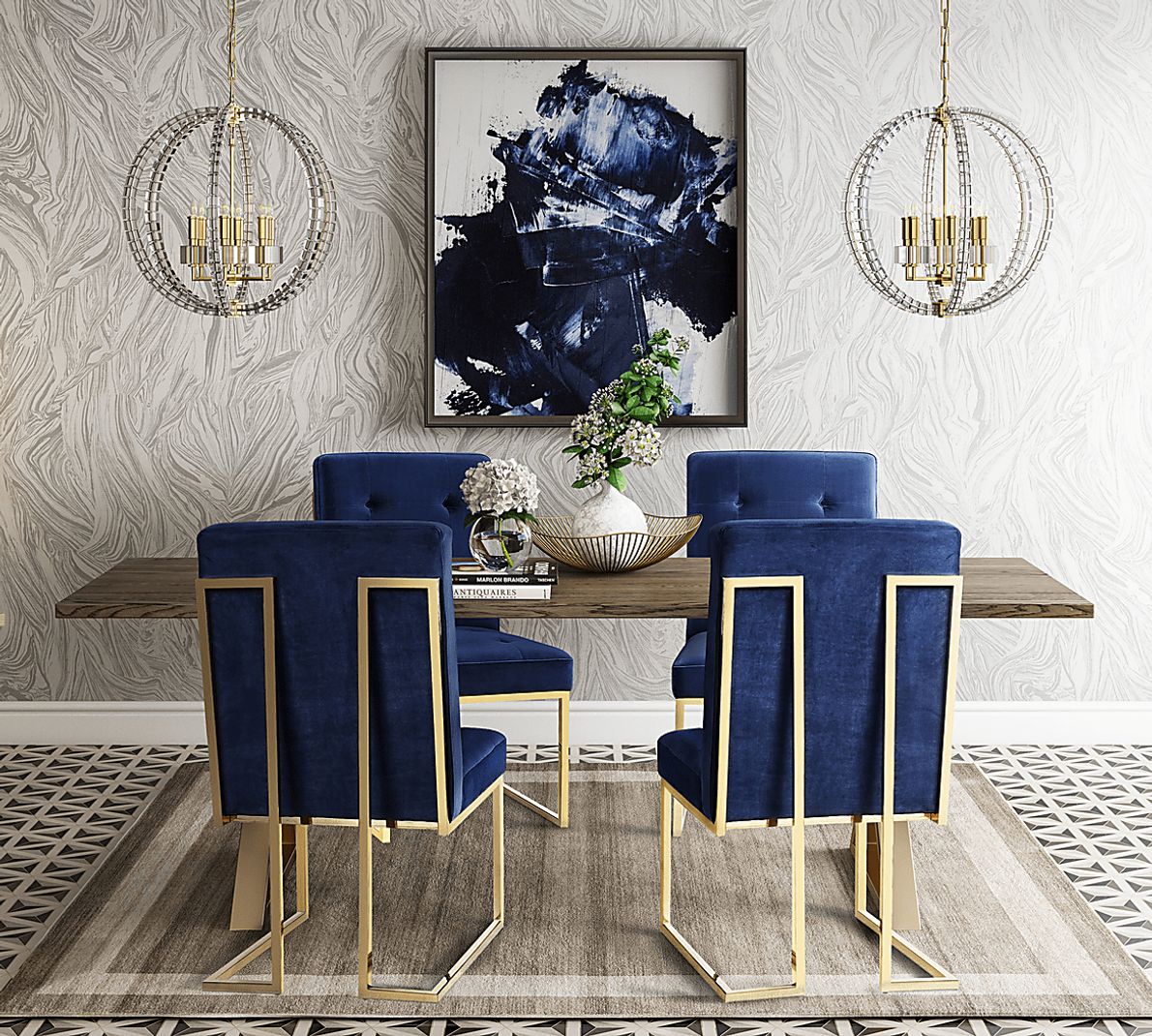 Akiko Navy Dining Chairs (Set of 2) Rooms To Go