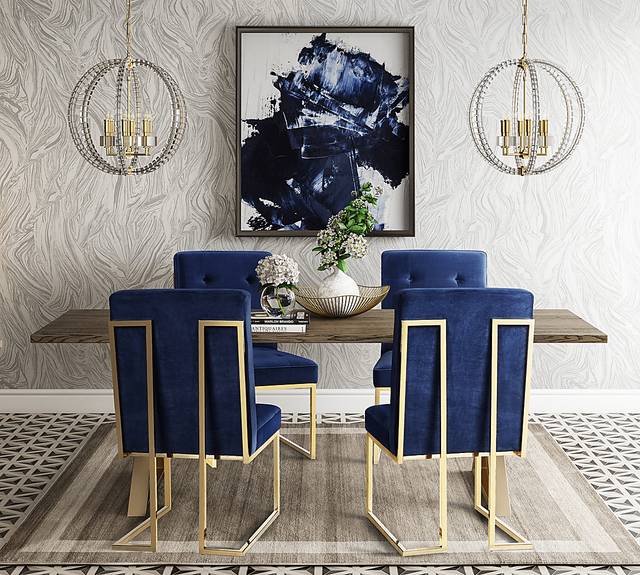 Akiko Navy Dining Chairs (Set of 2) - Thumbnail - Image 3