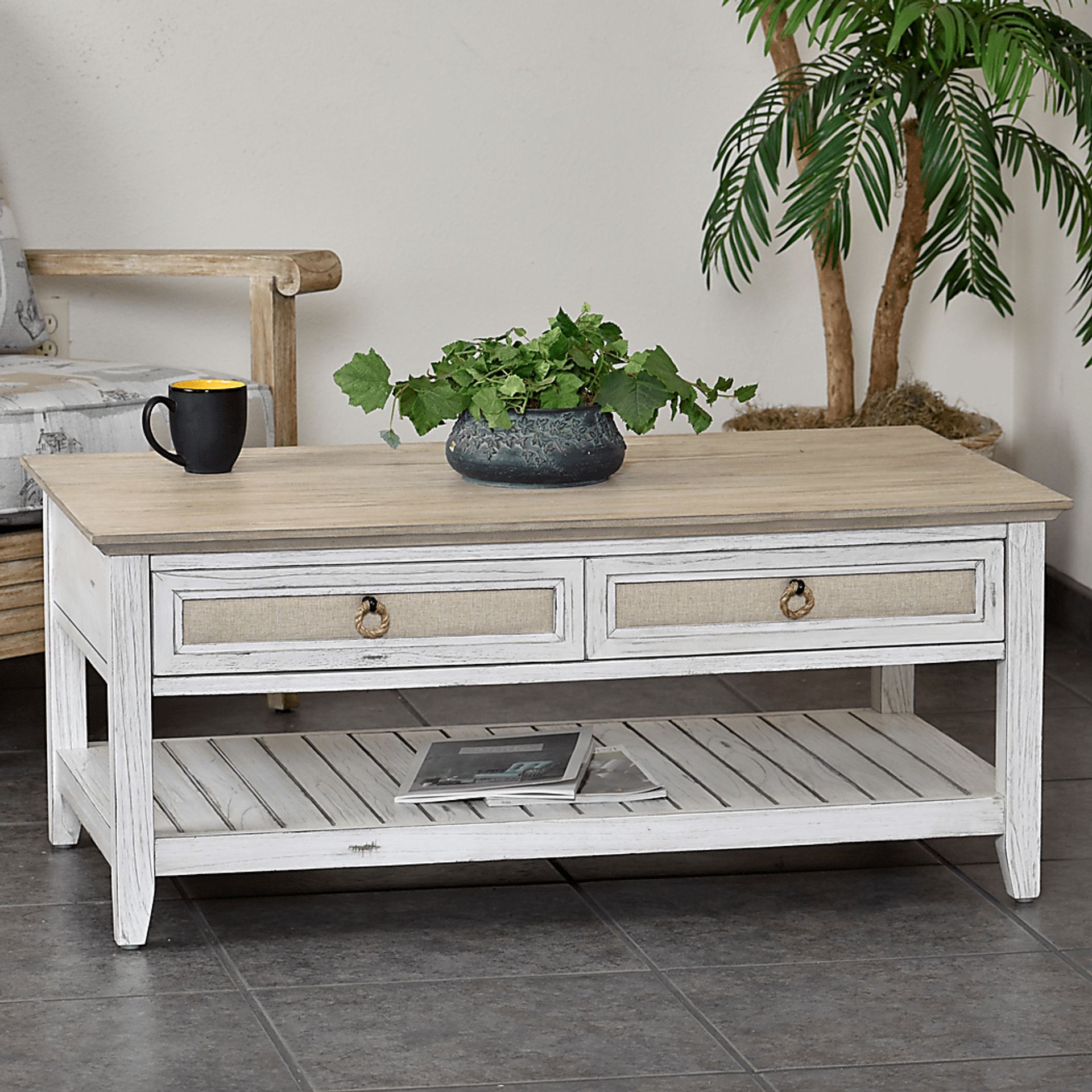 Akuhe White/Brown Cocktail Table - Image 2