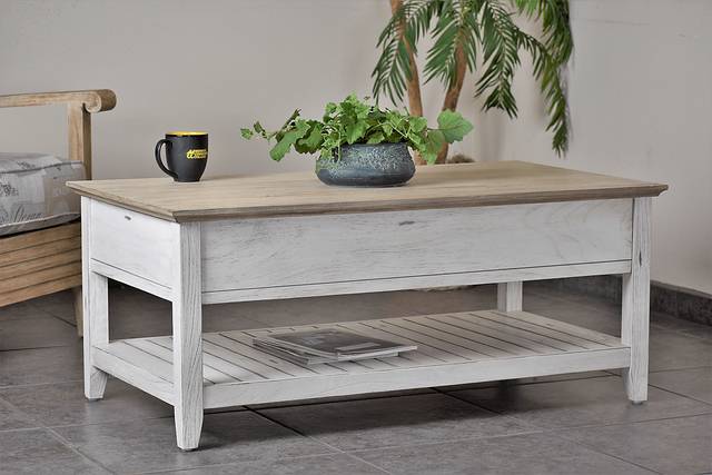 Akuhe White/Brown Cocktail Table - Thumbnail - Image 3