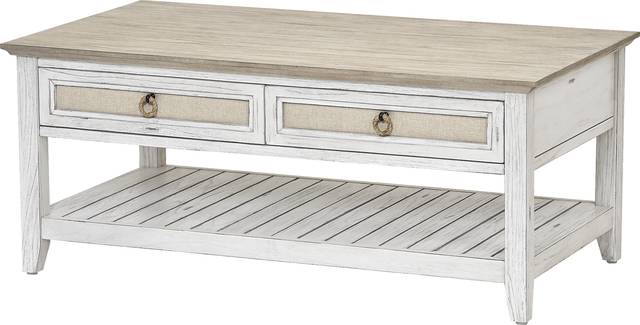 Akuhe White/Brown Cocktail Table - Thumbnail - Image 1