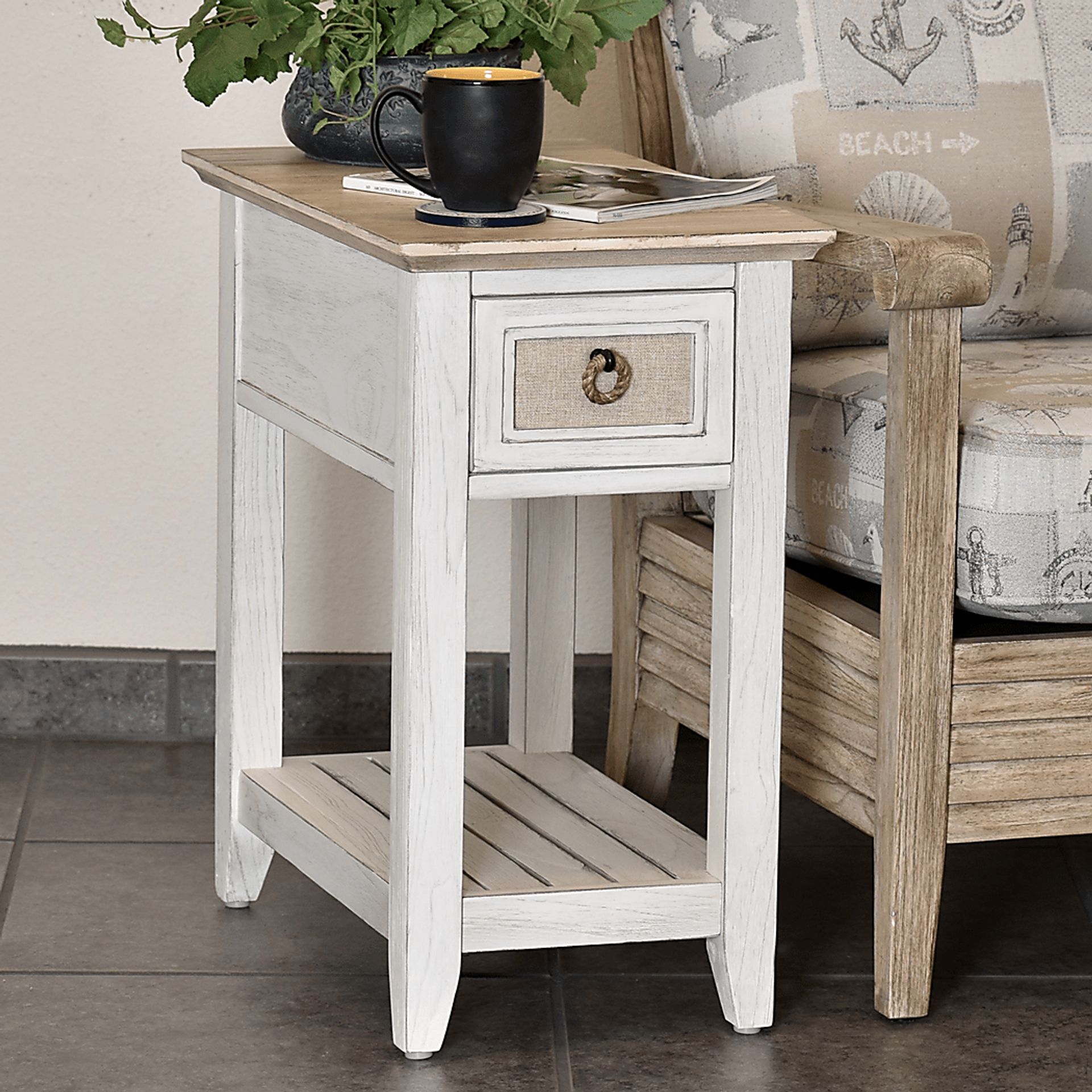 Akuhe White Chairside Table - Image 2