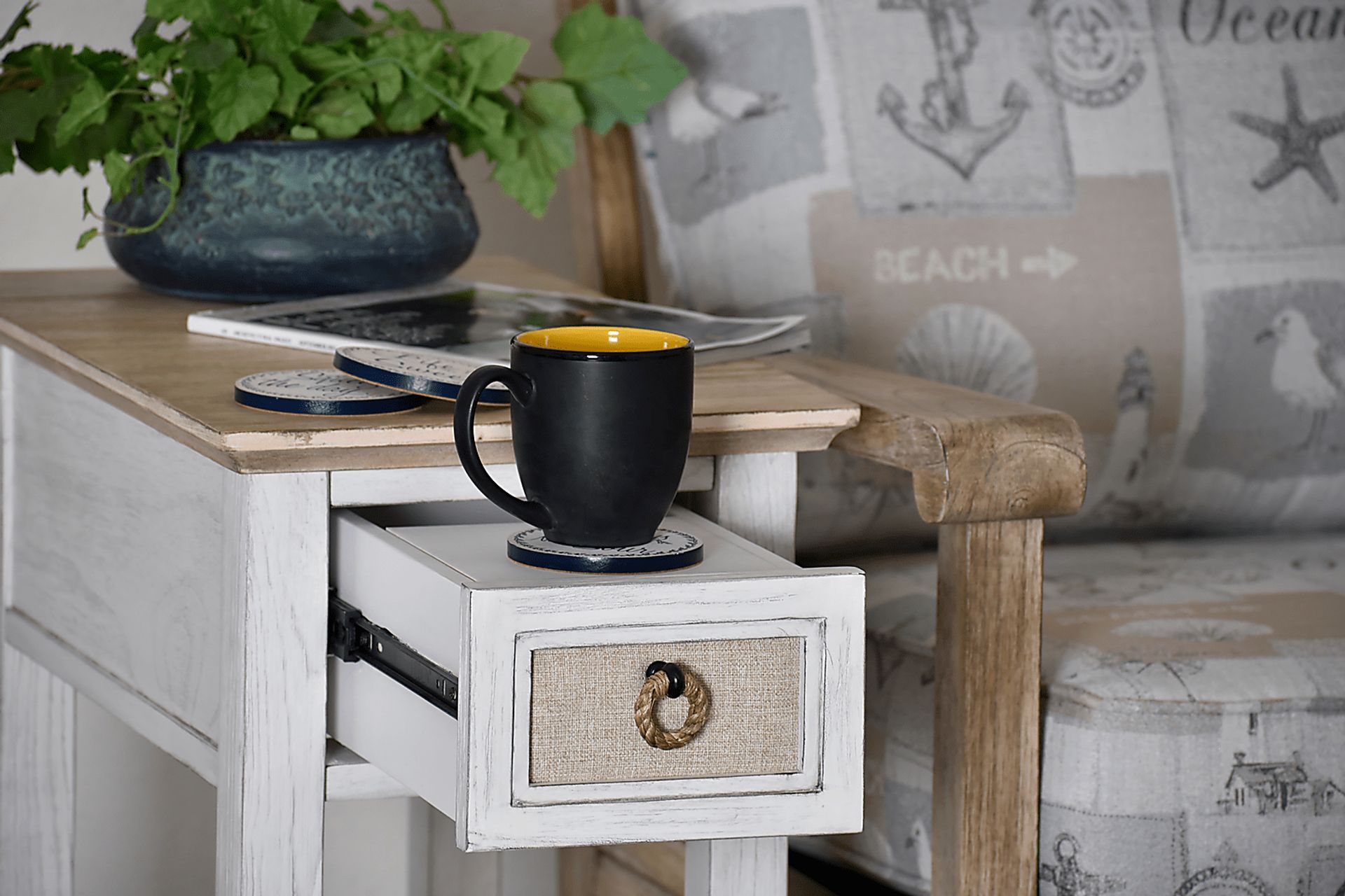 Akuhe White Chairside Table - Image 3