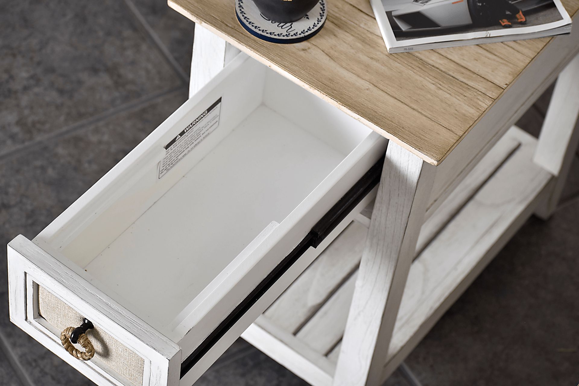 Akuhe White Chairside Table - Image 4
