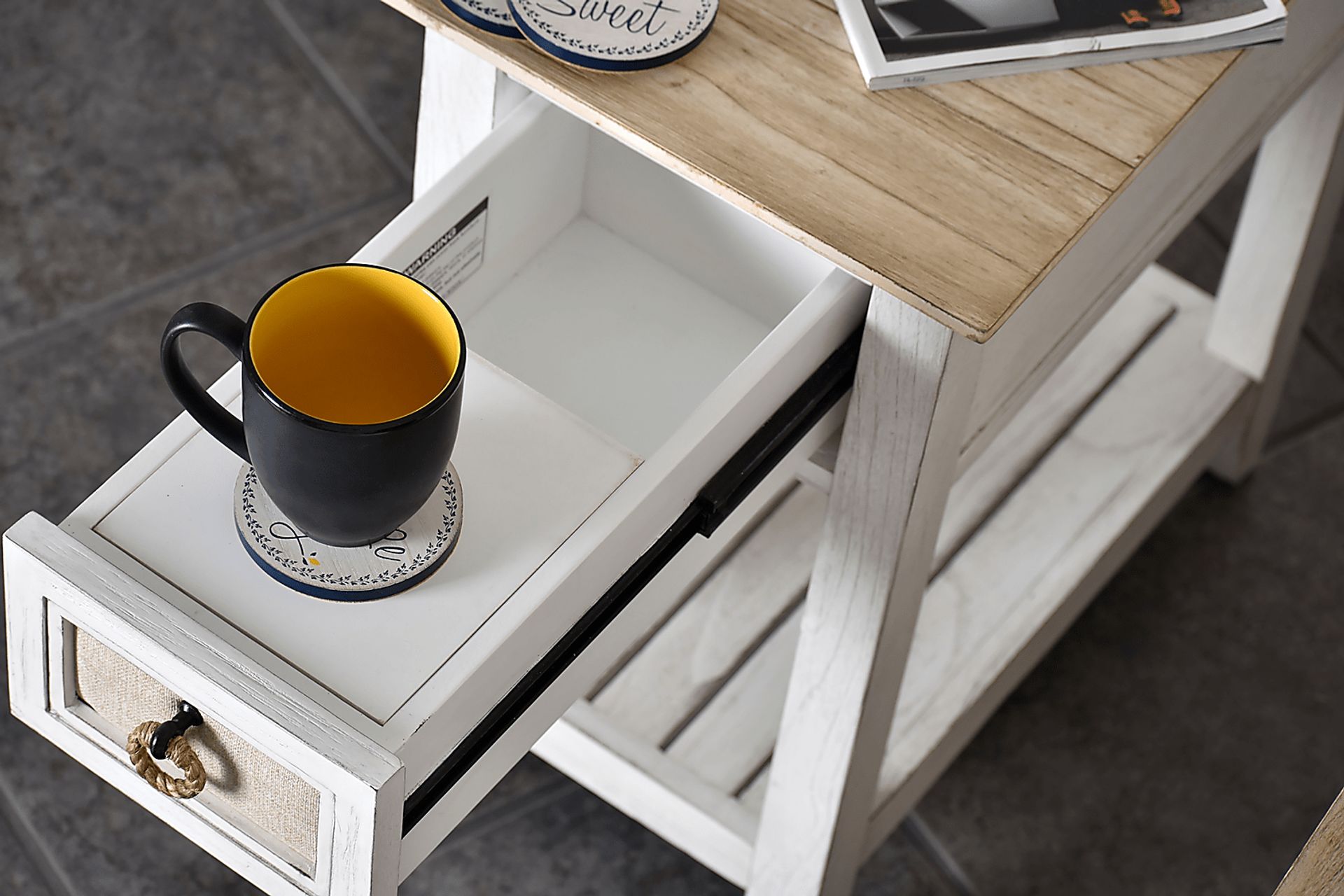 Akuhe White Chairside Table - Image 5