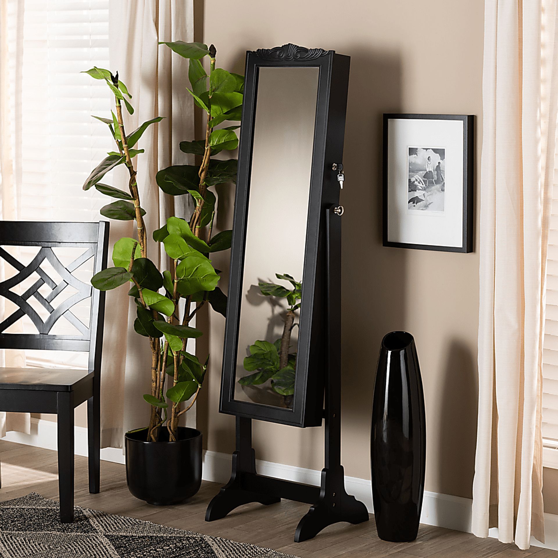 Alabo Black Cheval Jewelry Armoire - Image 6
