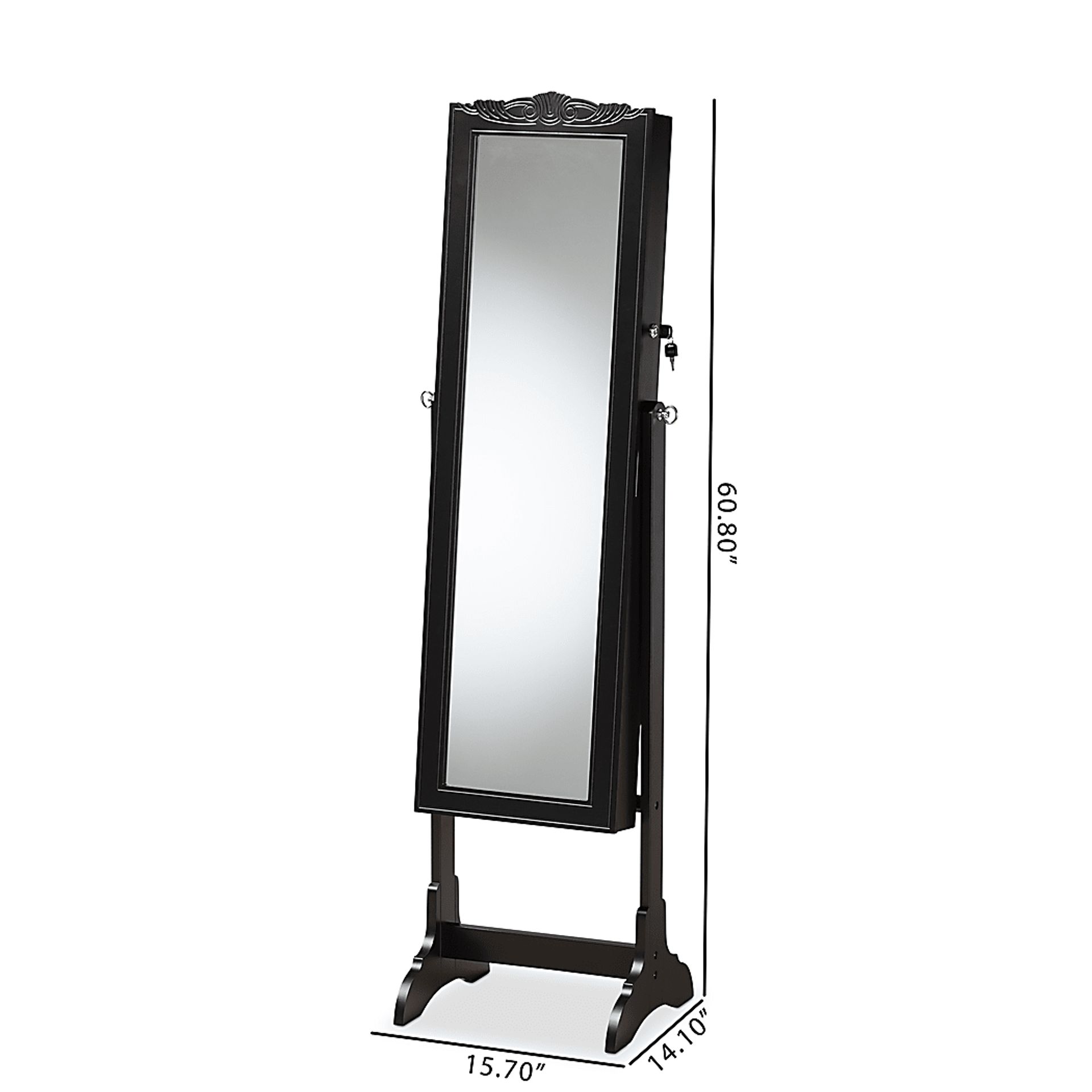 Alabo Black Cheval Jewelry Armoire - Image 8