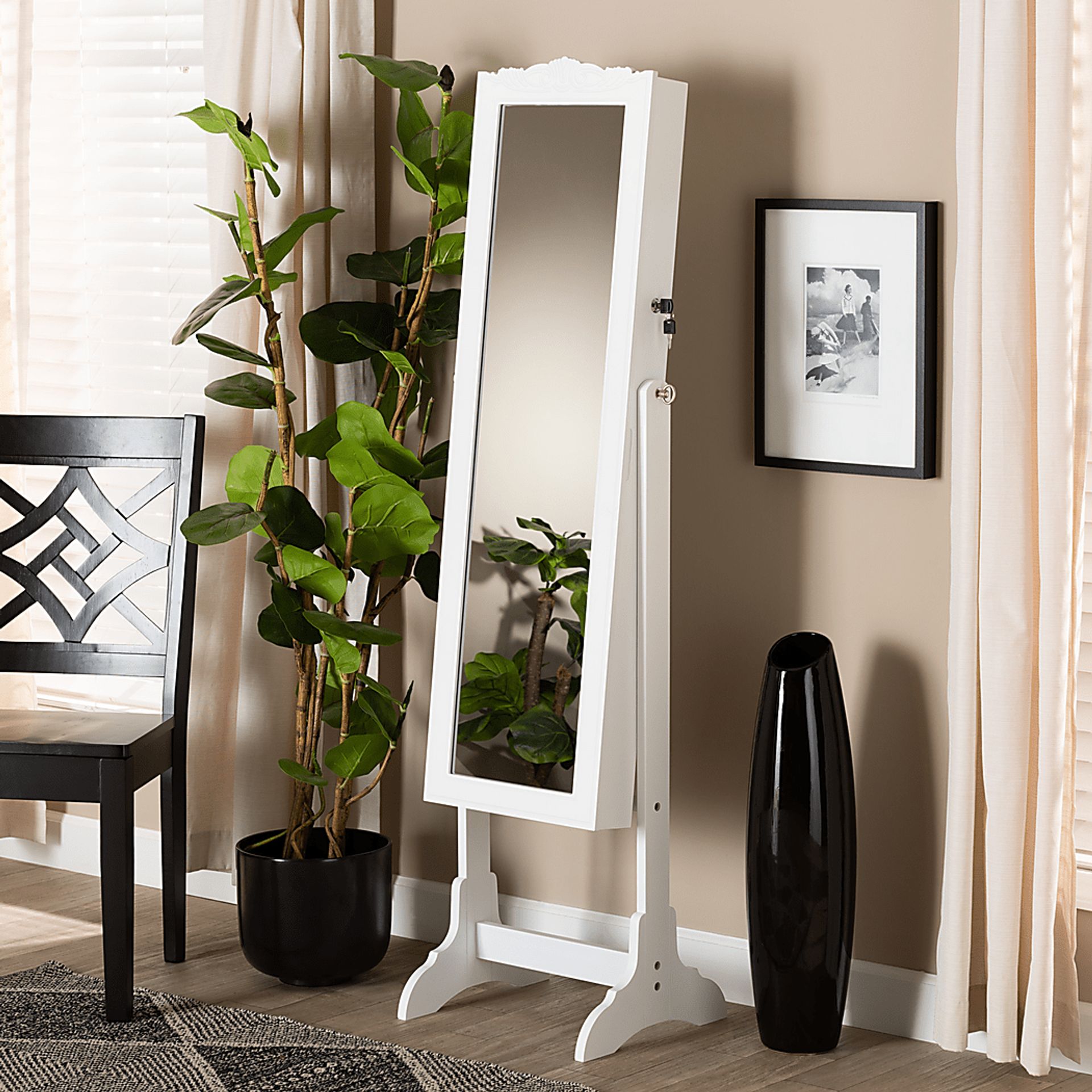 Alabo White Cheval Jewelry Armoire - Image 6