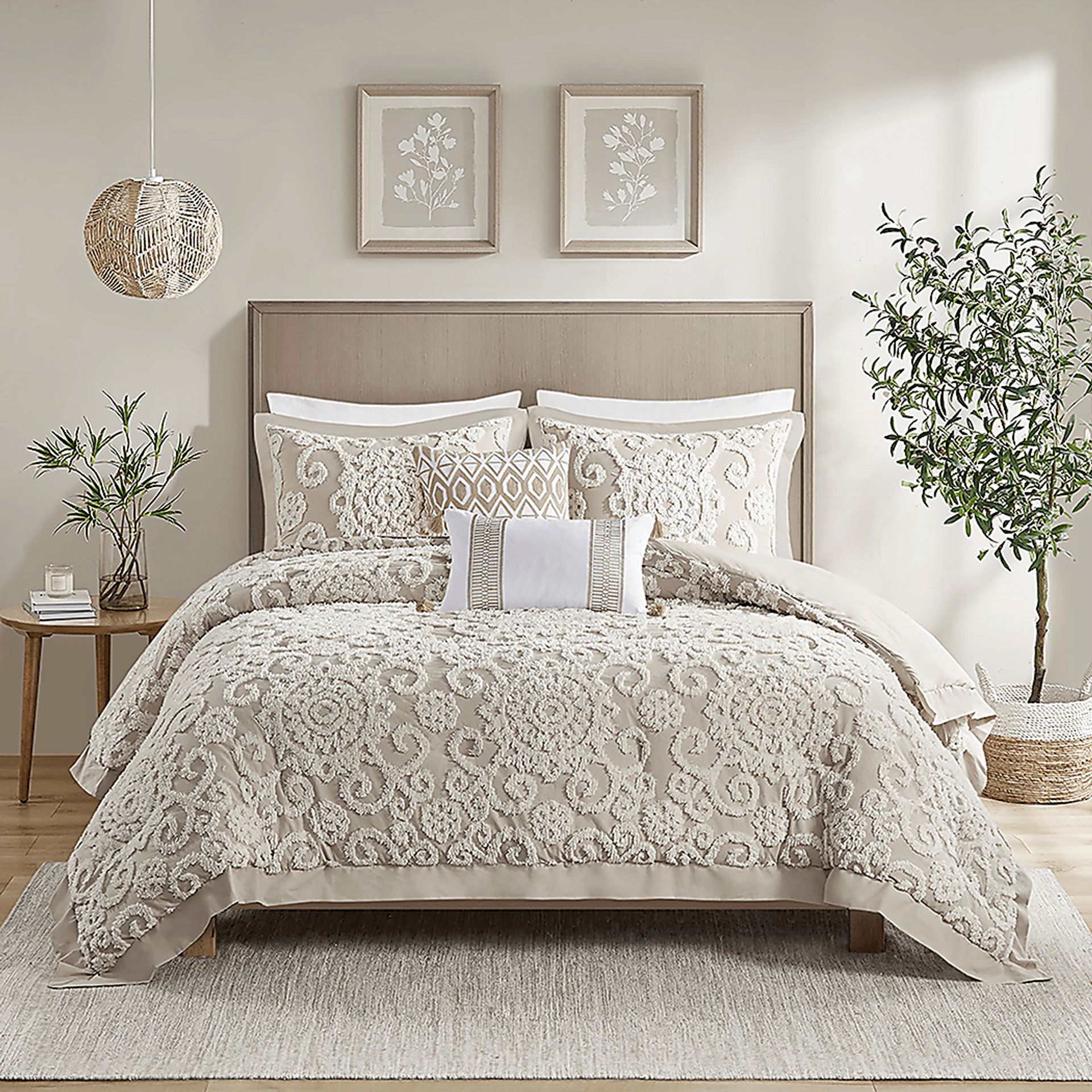 Alaegha Beige 3 pc Full/Queen Comforter Set - Image 2