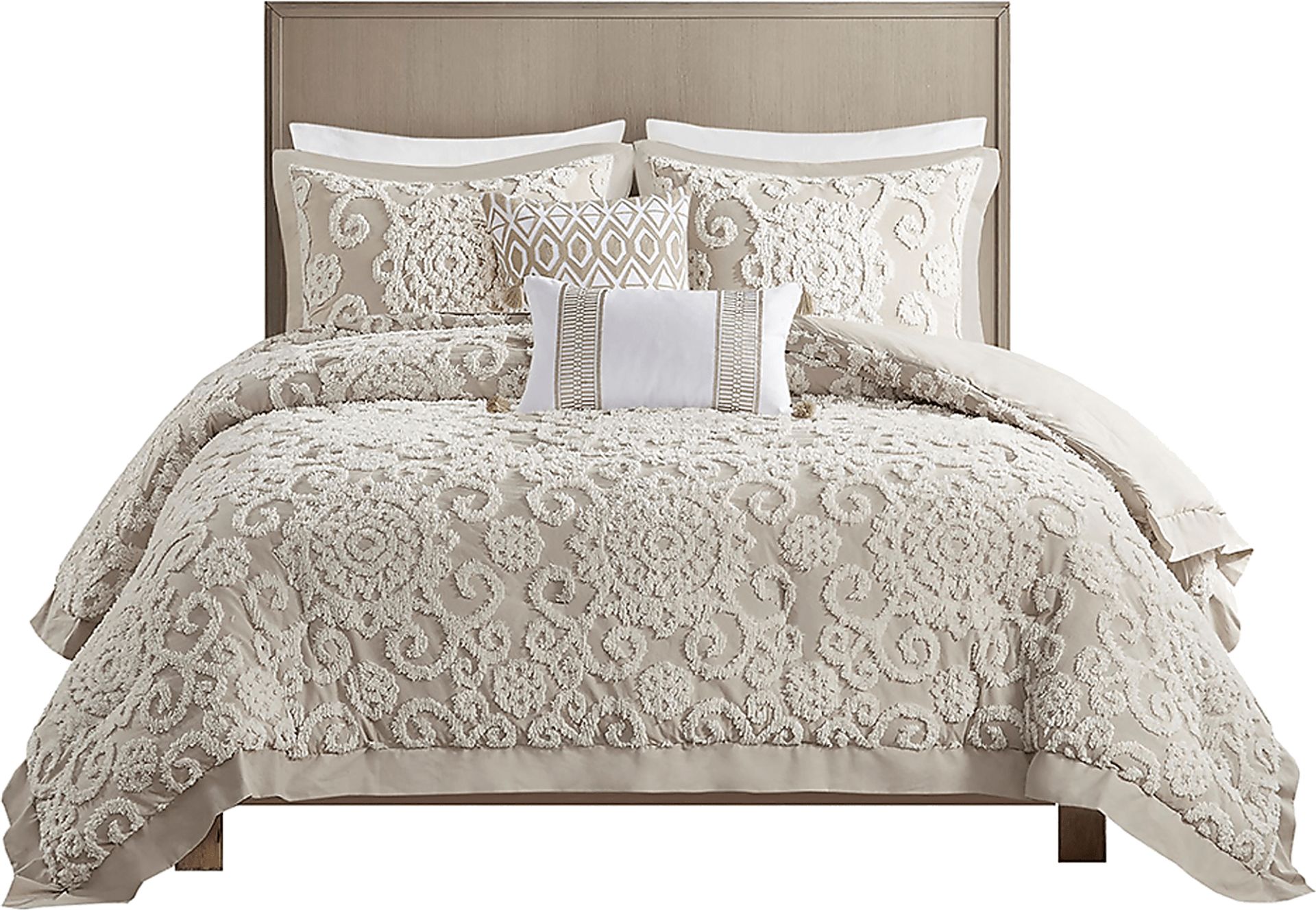Alaegha Beige 3 pc King Comforter Set - Image 1