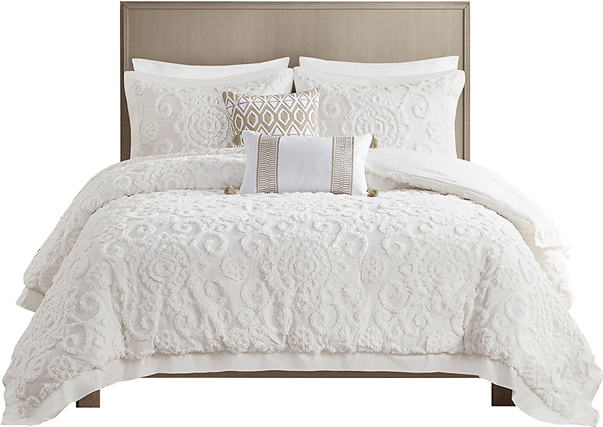 Alaegha Ivory 3 pc Full/Queen Comforter Set - Image 1
