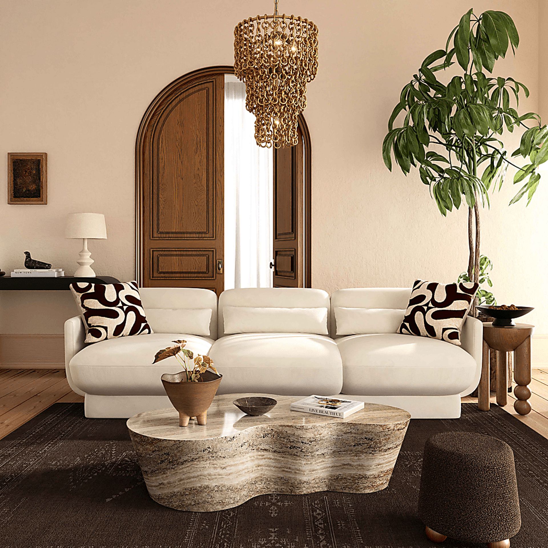 Alahandra Cream Sofa - Image 2
