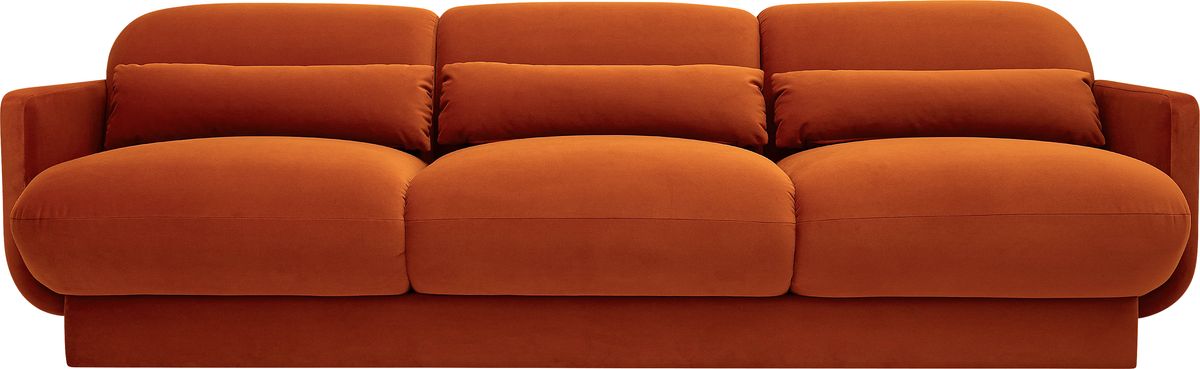 Alahandra Rust Red Velvet Plush Sofa | Rooms to Go