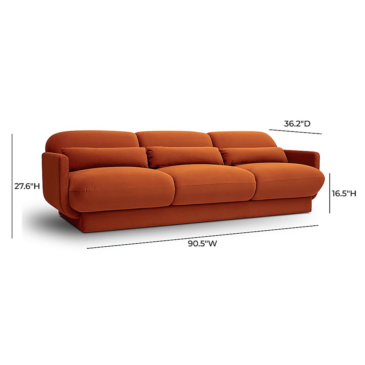 Alahandra Rust Red Velvet Plush Sofa | Rooms to Go