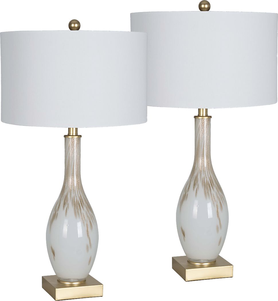 Alamain White Table Lamps, Set of 2