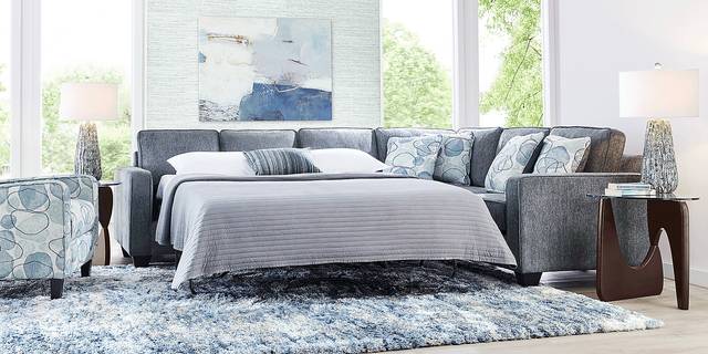 Alanis Bay Blue 2 Pc Sleeper Sectional - Thumbnail - Image 3