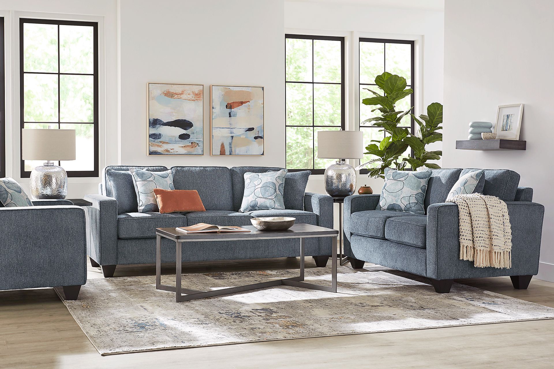Alanis Bay Blue 8 Pc Living Room - Image 1
