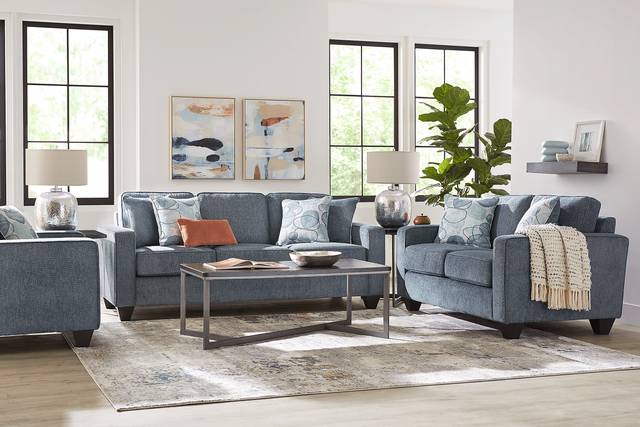 Alanis Bay Blue 8 Pc Living Room - Thumbnail - Image 1