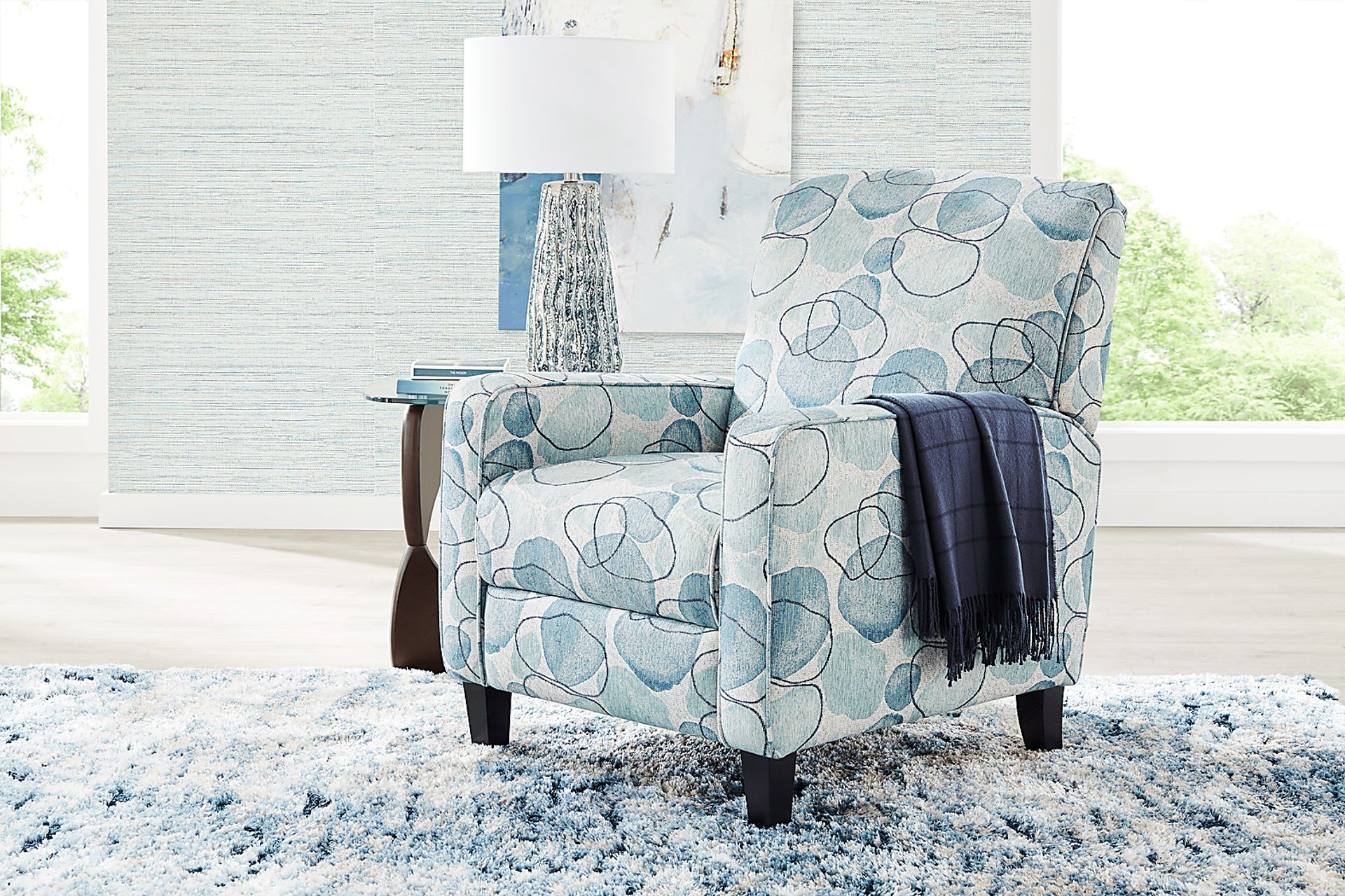 Alanis Bay Blue Push Back Recliner - Image 4