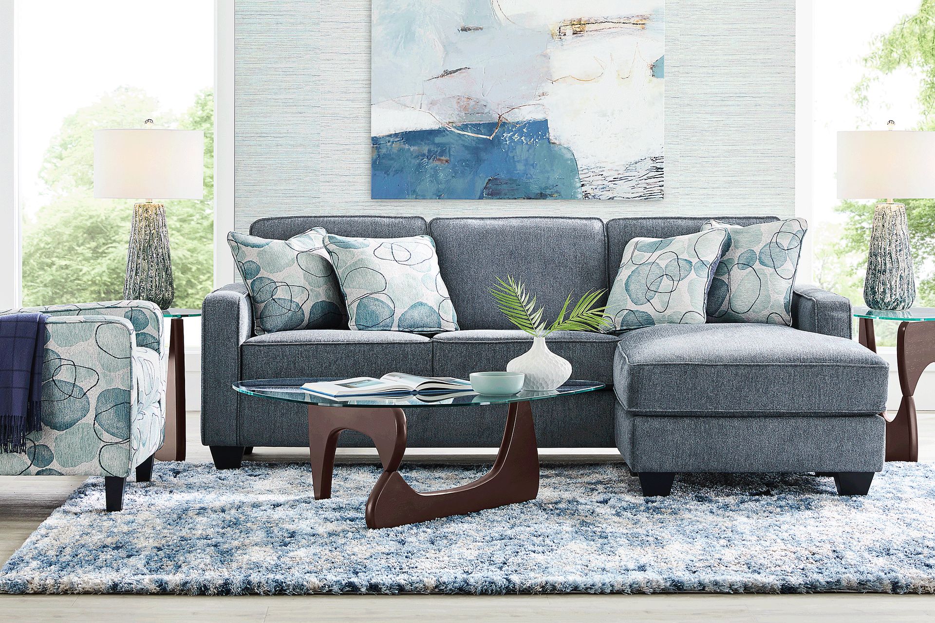 Alanis Bay Blue Sleeper Chaise - Image 2