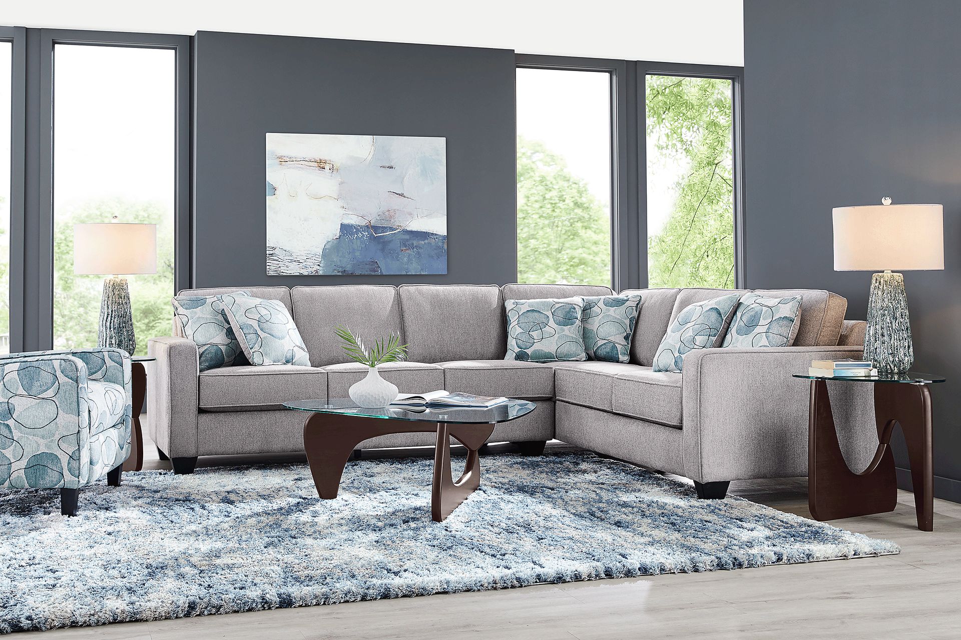 Alanis Bay Gray 6 Pc Sleeper Sectional Living Room - Image 1