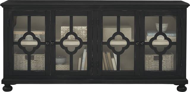 Alanna Black Four Door Accent Cabinet - Thumbnail - Image 2